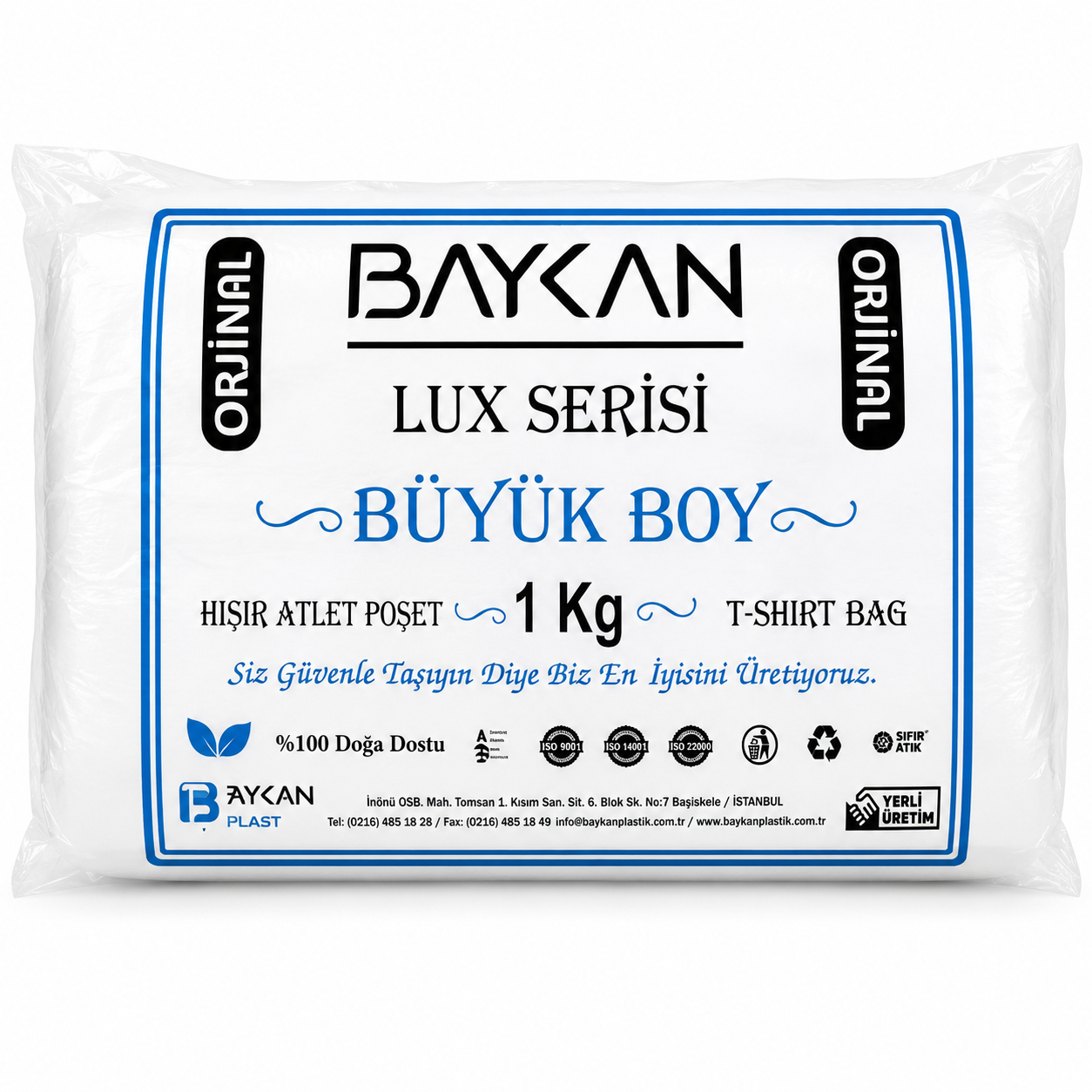 Baykan Lux Serisi Büyük Boy Hışır Atlet Poşet 1 Kg